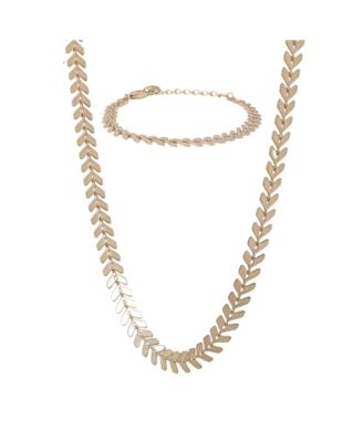 Elara Chevron Necklace and Bracelet Set Trendy Statement