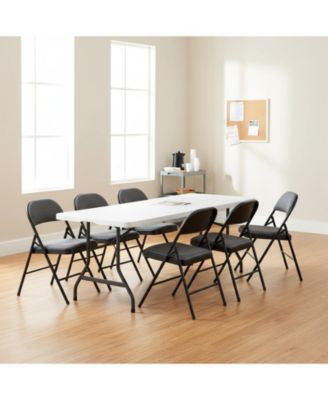 Foldable Chair Set with Padded Seats and Fabric Backrests