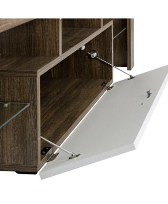 Modern TV Stand with LED Light, Media Console Entertainment Center for 50 Inch TV with Toughened Glass Shelf for Living Room