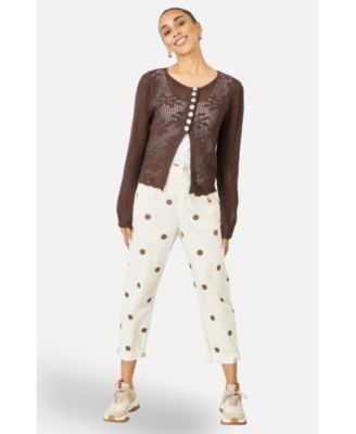 Women's Flower Crochet Button Up Cardigan