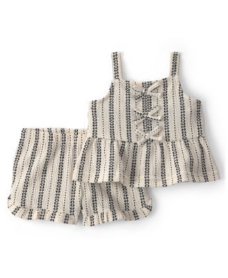 Baby Girls' Striped Top and Shorts, 2-Piece Set