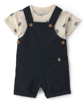 Baby Boys' Short-Sleeve Top and Shortall, 2-Piece Set