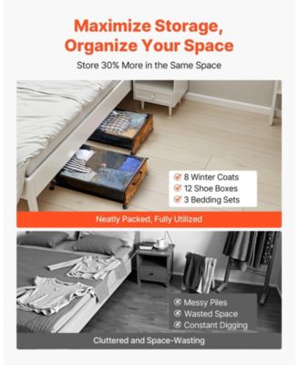 2 Pack Under Bed Storage with Wheels 25.6in x 18.1in x 7.1in Clear Top