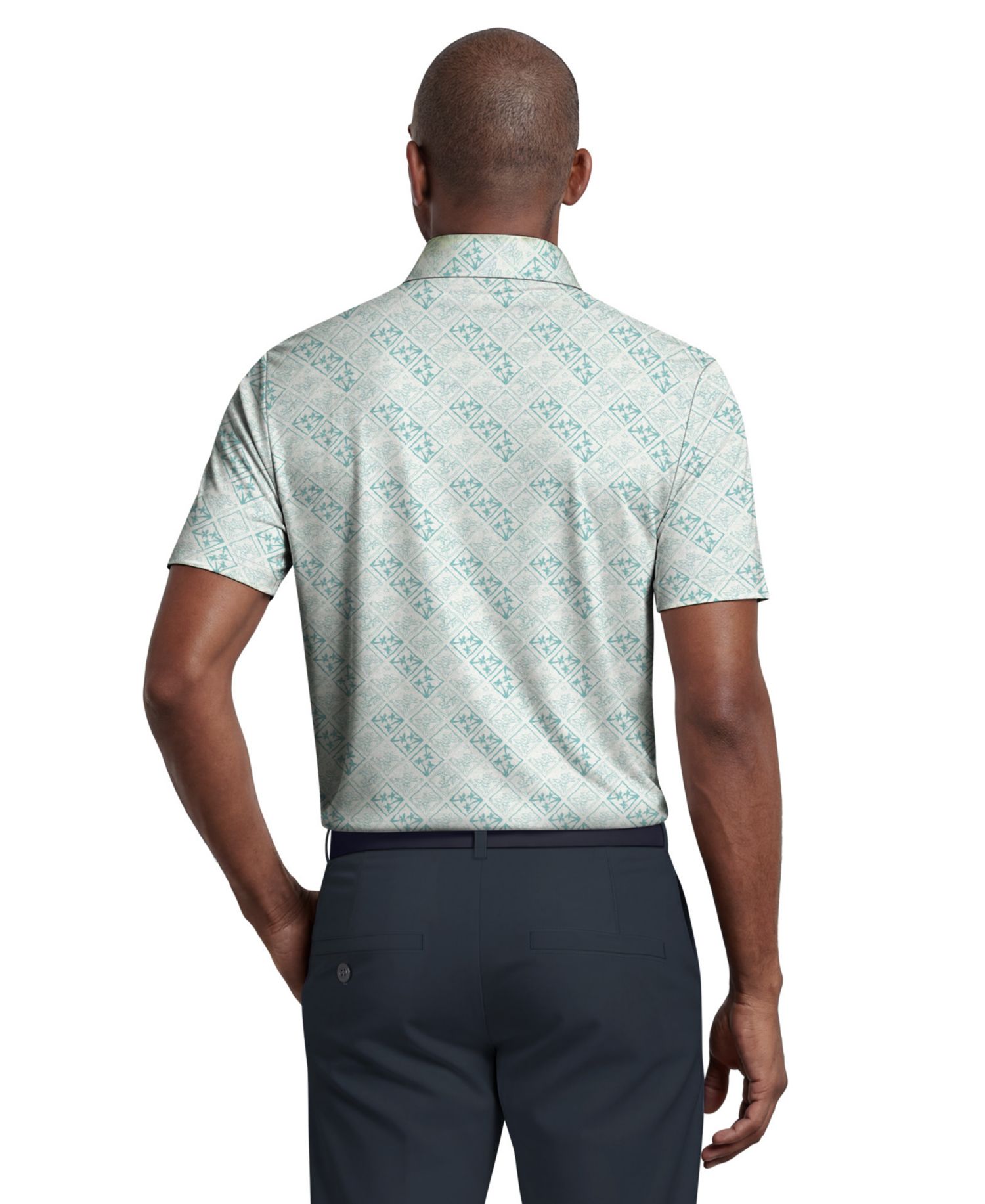 Men's Tropical Argyle Print Golf Polo Shirt