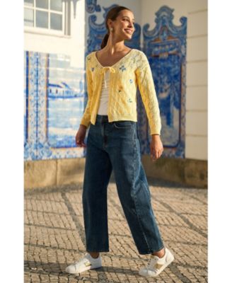 Women's Embroidered Pointelle Cardigan