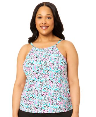 Plus Size High-Neck Underwire Tankini Top