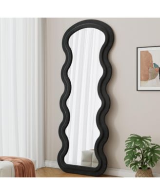 Full Length Wave Floor Mirror Flannel Design for Bedroom Living Room Hanging or Wall Leaning