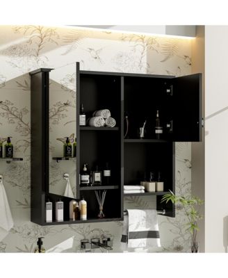 29" x 28" Wall Mounted Bathroom Medicine Cabinet with Mirror and Towel Bar