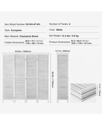 Wood Room Divider, 4 Panel Folding Privacy Screen for Home and Office Use