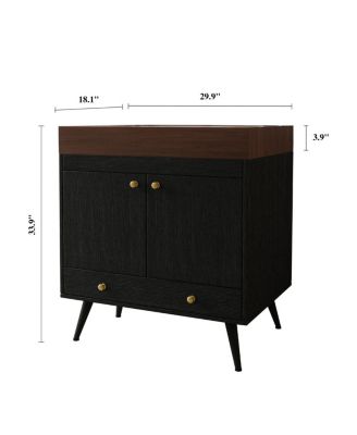 30" Freestanding Bathroom Vanity with Walnut Faux Marble Top, Ceramic Sink, Soft Close Storage for Small Bathrooms