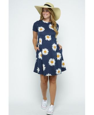 Maternity Womeen's Floral Empire Waist T-Shirt Dress with Pockets