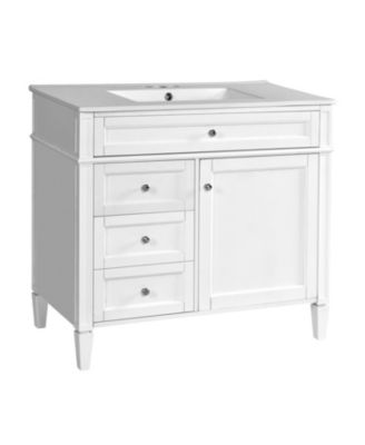 36 Inch Bathroom Vanity with Top Sink Modern Storage Cabinet with 2 Drawers and a Tip Out Drawer Single Sink