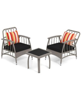 3 Piece Patio Wicker Furniture Set with Adjustable Backrest