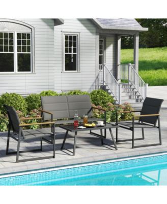 4 Piece Outdoor Conversation Patio Furniture Set