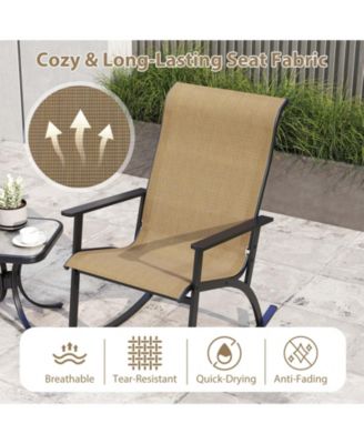 Heavy Duty Rocking Bistro Set with High Back Chairs and Table