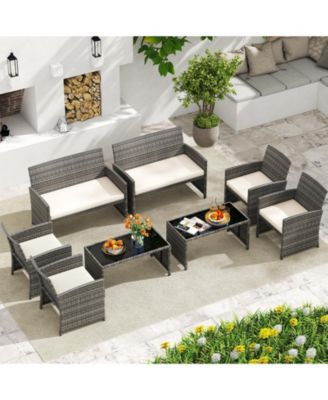 4 Piece Patio Conversation Set with Chairs Loveseat and Table