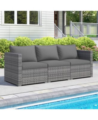 3 Piece Patio Sectional Sofa Set with Modular Cushioned Seating