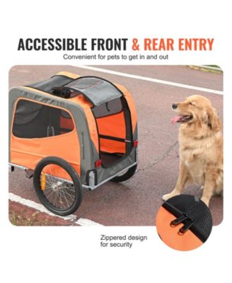 Cat Bike Trailer Supports 66 lbs Pet Cart w Quick Fold Frame QR Wheels Universal Coupler Reflectors Flag Collapsible