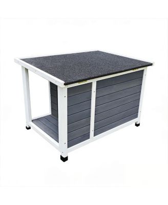 Outdoor Cat House with WP Roof Vent Windows Metal Support Gray Spacious Stylish Pet Shelter