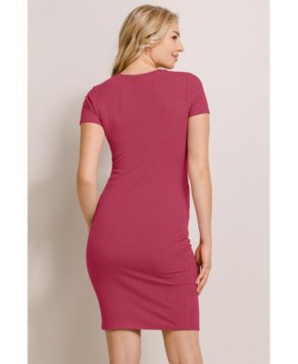 Maternity Ribbed Bodycon Short Sleeve Dress
