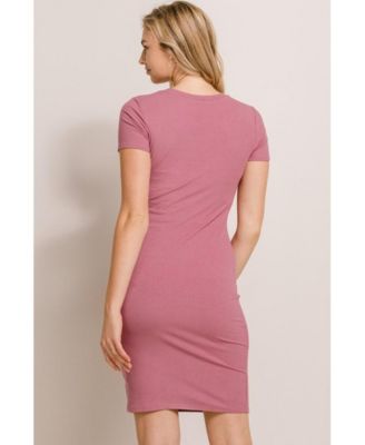 Maternity Ribbed Bodycon Short Sleeve Dress