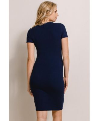 Maternity Ribbed Bodycon Short Sleeve Dress