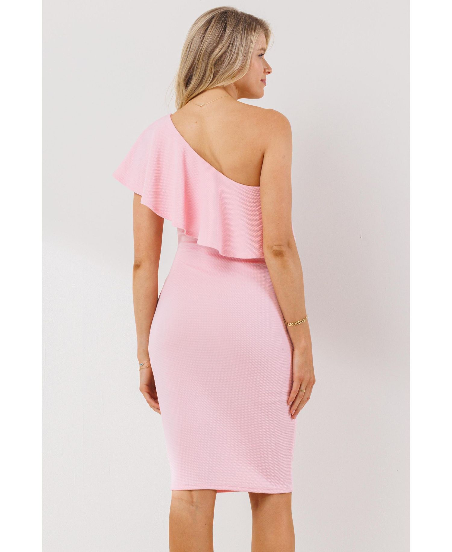 Women's One-Shoulder Ruffle Bodycon Dress
