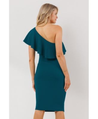 Maternity One-Shoulder Ruffle Bodycon Dress