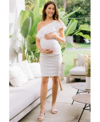 Maternity One-Shoulder Ruffle Bodycon Dress