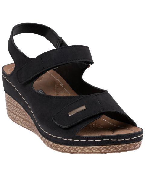Женские сандалии GC Shoes Keltie Double Strap Wedge, цвет: Чёрный