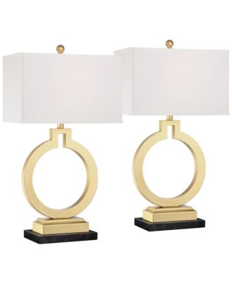 Lauren Modern Table Lamps Set of 2 with Risers 28 1/2" Tall USB Charging Port Rectangular Shade for Bedroom Living Room