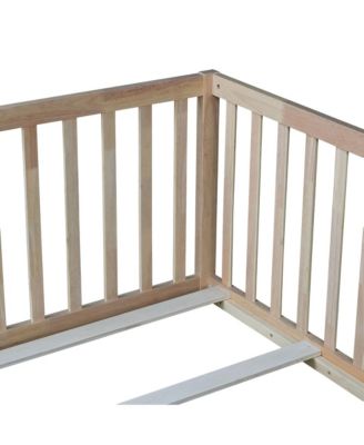 Twin Size Floor Bed with High Fence Railings, with Door