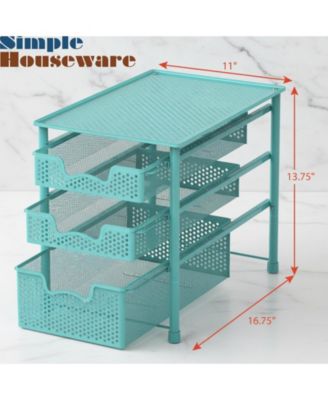3 Tier White Alloy Steel Sliding Basket Organizer Drawer Cabinet