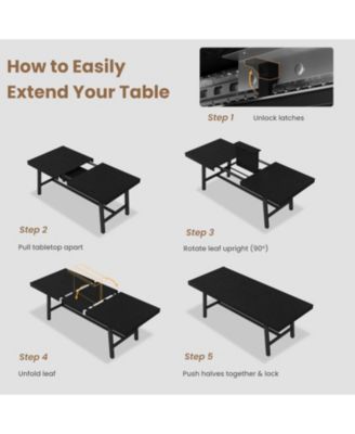 63–83" Extendable Dining Table, Industrial Rectangular Table for 6–8, Expandable Kitchen Table with Heavy-Duty Metal Frame