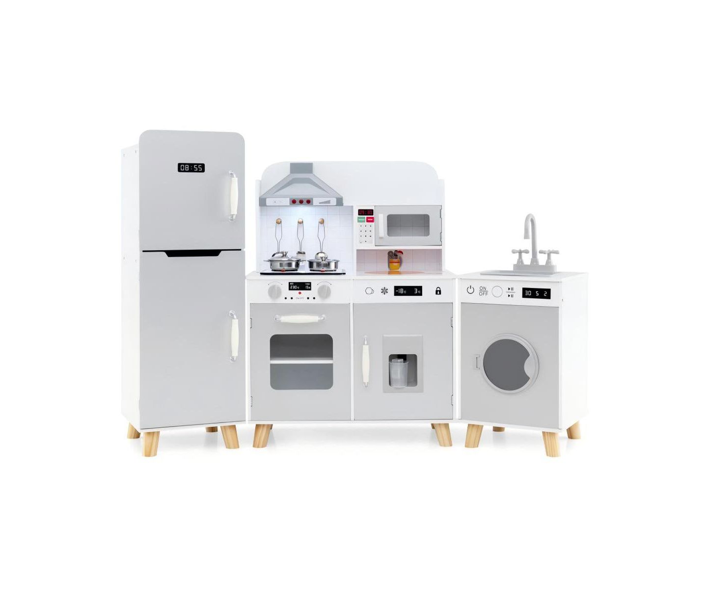 Детский игровой набор HONGGE 3-in-1 Wooden Interactive Kitchen Playset, Ages 3+ — фото 1