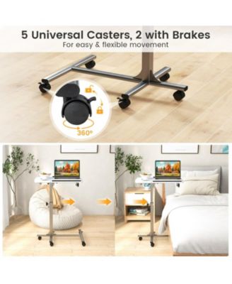 Adjustable Height Rolling Laptop Table with Lockable Wheels