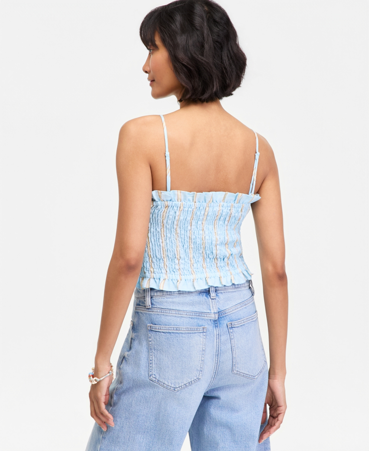 On 34th Women's Linen Blend Smocked Cropped Top, Macy's Exclusive