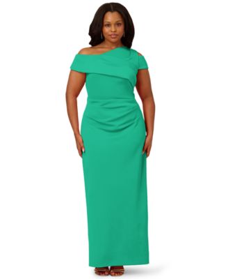 Plus Size Asymmetrical Draped Gown