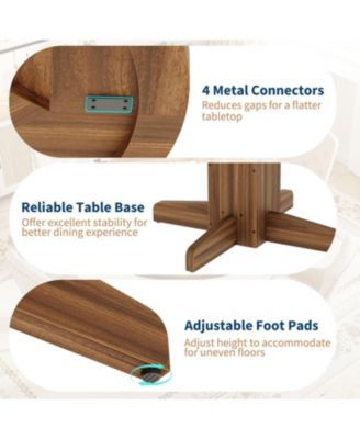 47'' Round Dining Table for 4–6, Wood Kitchen Table with Sturdy Pedestal Base, Farmhouse Walnut Circle Table for Living Room & Apartment