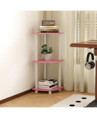 3 Tier Decorative Corner Bookshelf Display Rack, Pink