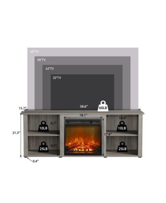 Modern Fireplace TV Stand for TVs up to 65" with 1400W Electric Fireplace