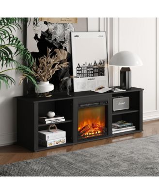 Modern Fireplace TV Stand for TVs up to 65" with Storage Media Console, Americano