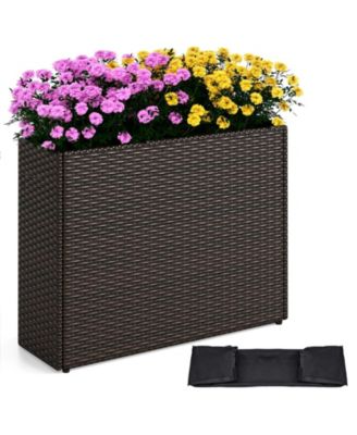 24 in Tall Raised Garden Bed with Wicker Design and Liner