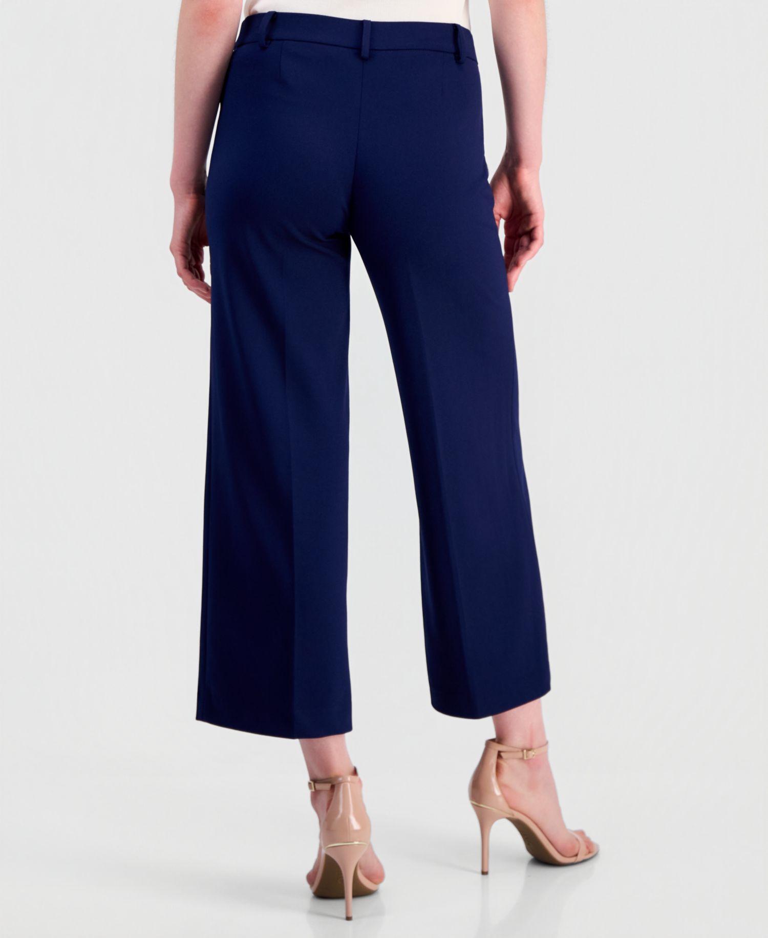 Women's Stretch Crepe Wide-Leg Cropped Pull-On Pants