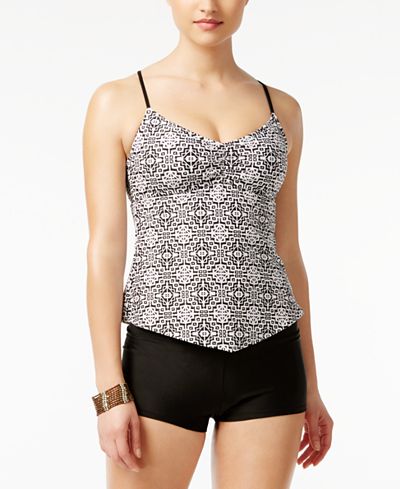 Hula Honey Mini Tribal Pulse Open-Back Tankini Top & Boyshorts
