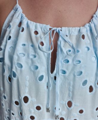 Women's Tiered Eyelet Maxi Dress Swim Cover-Up