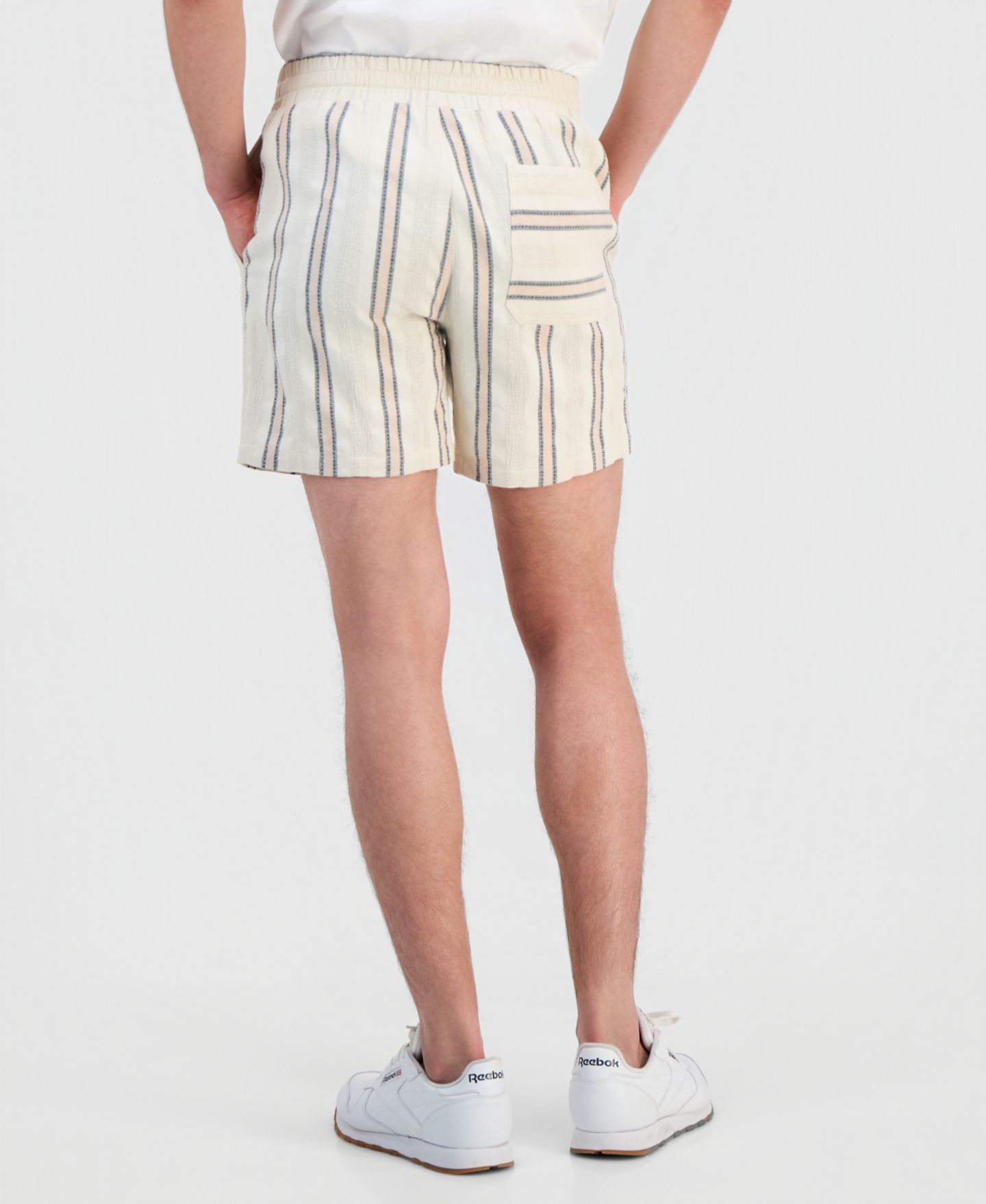 Мужские шорты Sun + Stone Chester Cotton Striped 6" Pull-On, цвет: Молочный — фото 5