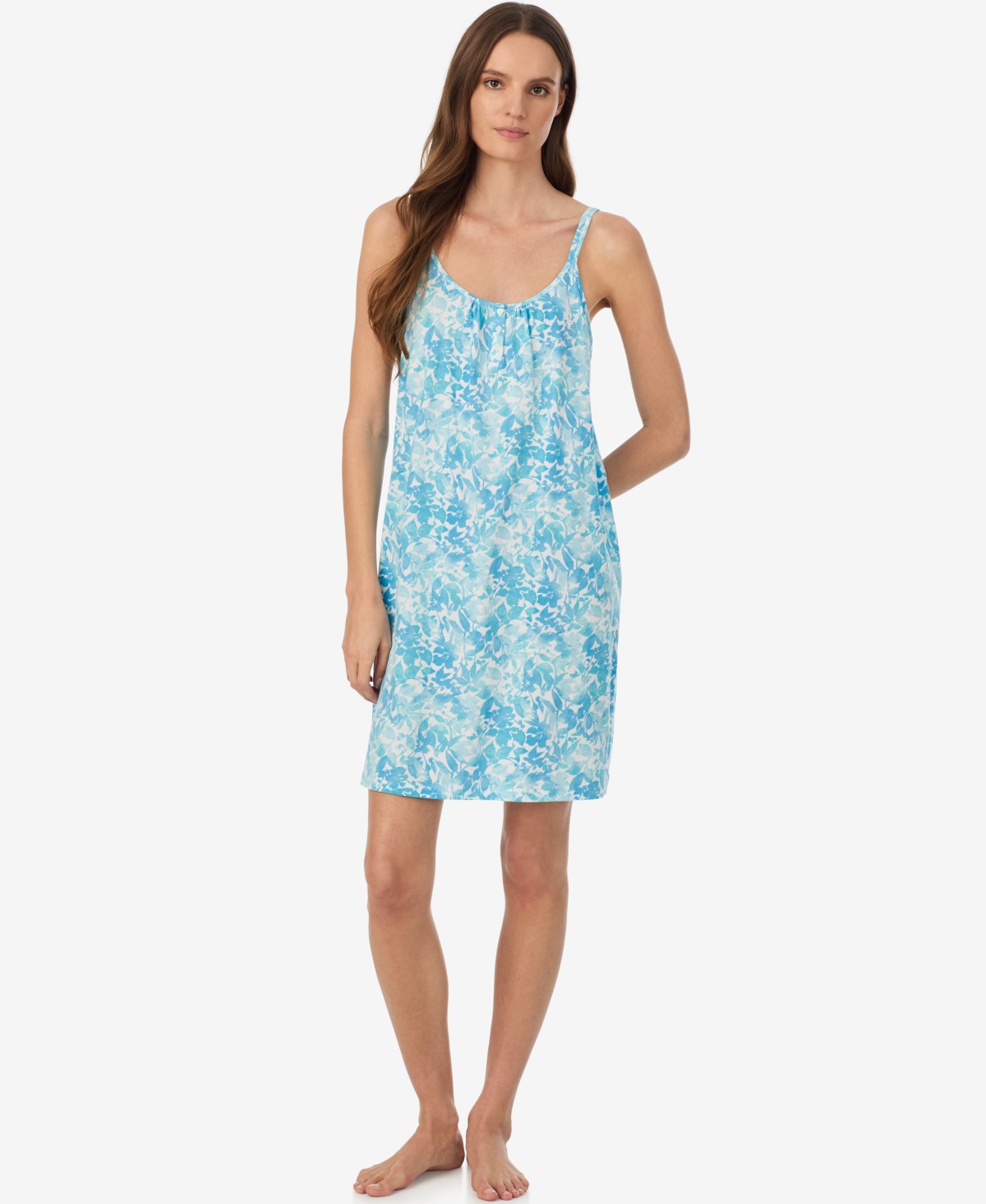 Женские Lauren Ralph Lauren Women's Double-Strap Button-Neck Gown — фото 1