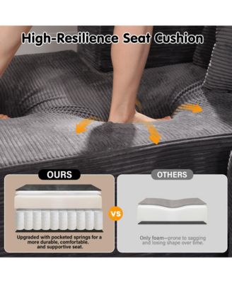 104" No Assembly Required Cloud Sectional Sofa, L-Shape Couch Chaise Lounge with Deep Seat and Wide Armrest for Living Room Bedroom
