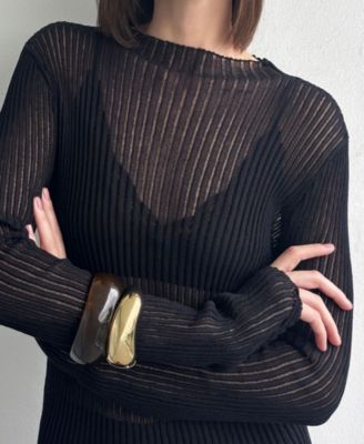 Gold Chunky Brown and Gold Bangle Bracelet Set